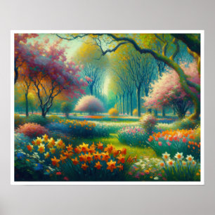 Affiche Fleurs de printemps Jardin botanique Impressionnis