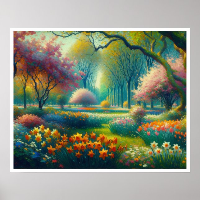 Affiche Fleurs de printemps Jardin botanique Impressionnis (Devant)