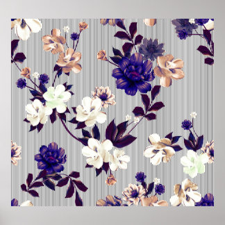 Affiche Fleurs de printemps Motif en silhouette noire