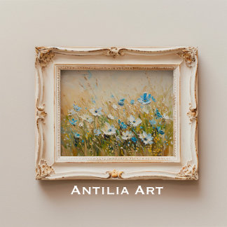 Affiche Fleurs de printemps vintages Peinture Champ Fleur 