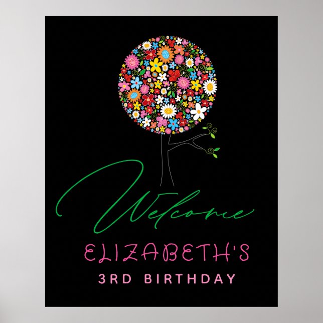 Affiche Fleurs de printemps Whimsical Accueil de la fête d (Devant)