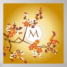 Fleurs de prune japonaise Lune Or Orange Rouge Bra