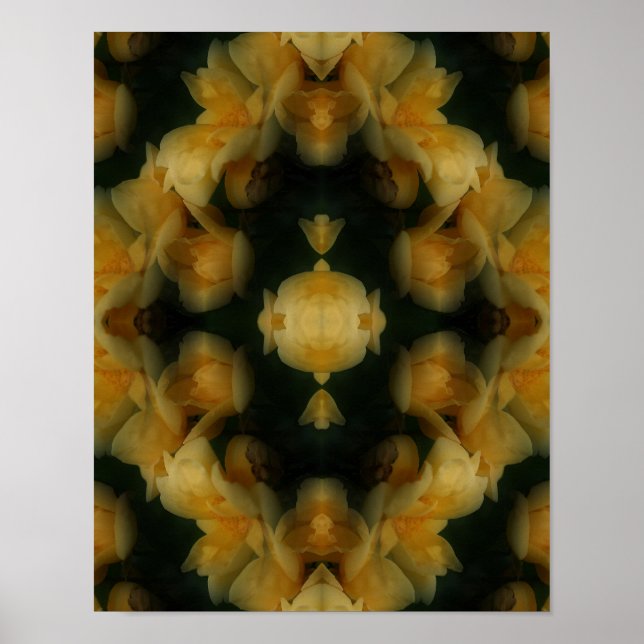 Affiche Fleurs de rose jaune Art Abstrait de la nature (Devant)