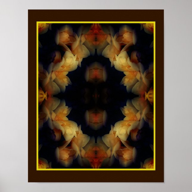 Affiche Fleurs de rose jaune miroir nature Abstraite (Devant)