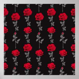 Affiche Fleurs de rose rouge motif vintages abstraites