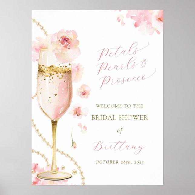 Affiche Fleurs de Rosée Perles Prosecco Enterrement de Vie (Devant)