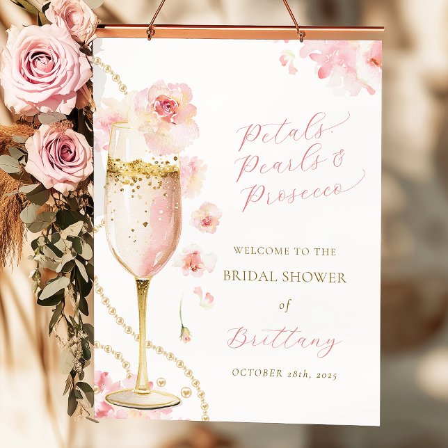 Affiche Fleurs de Rosée Perles Prosecco Enterrement de Vie (Créateur téléchargé)