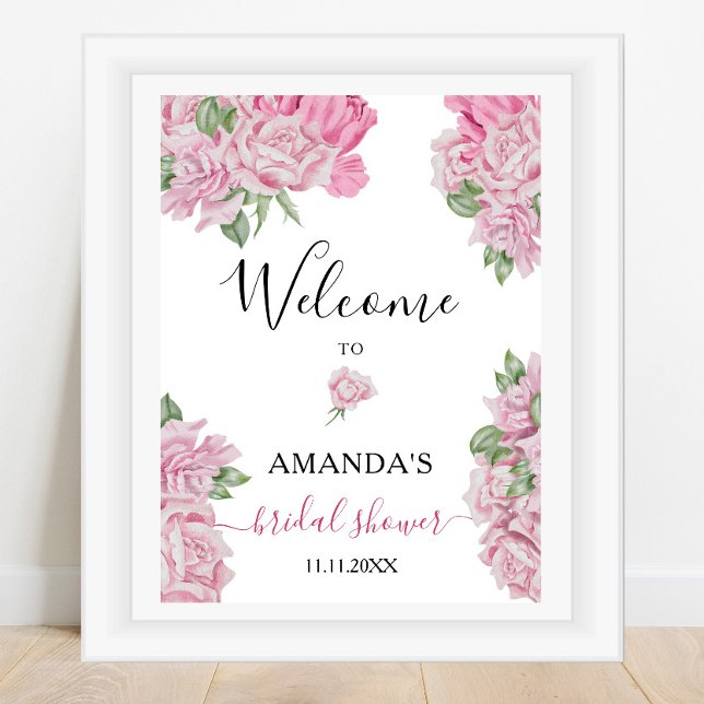Affiche Fleurs de roses - panneau de bienvenue pour la fêt (Créateur téléchargé)
