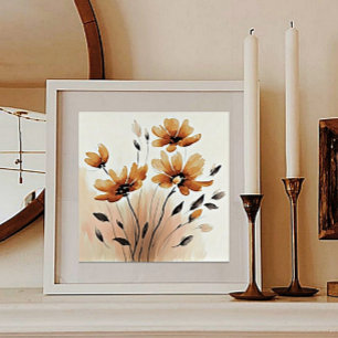 Affiche Fleurs de sépia