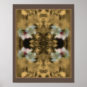 Affiche Fleurs de Sepia Fleurissant en Couleur Partielle A