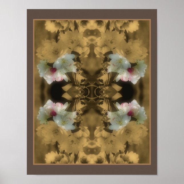 Affiche Fleurs de Sepia Fleurissant en Couleur Partielle A (Devant)