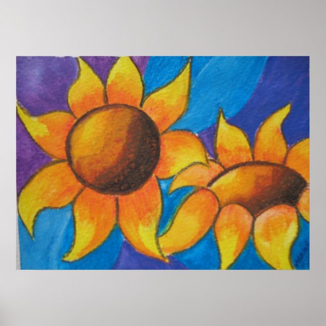 Affiche Fleurs de soleil Abstraites (Devant)