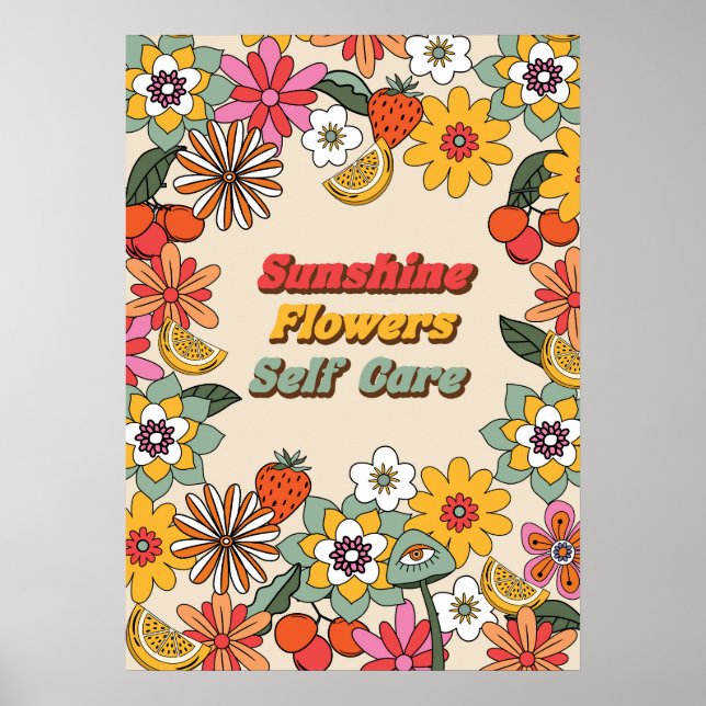 Affiche Fleurs de soleil auto-entretien super rétro (Devant)