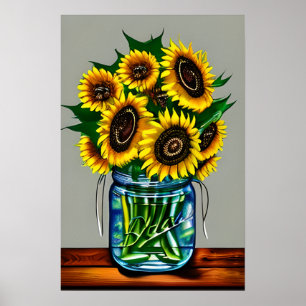 Affiche Fleurs de soleil dans Vase de verre
