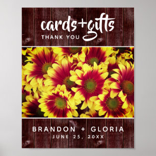 Affiche Fleurs de soleil d'automne rustiques sur Mariage d