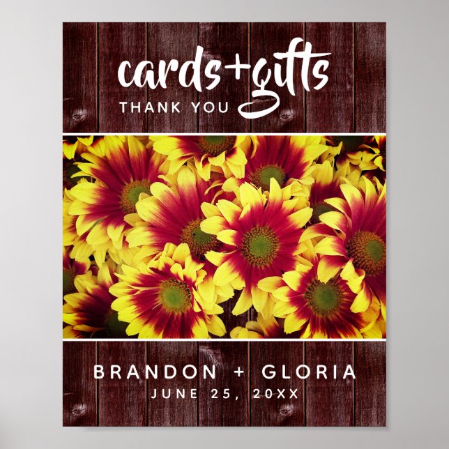 Affiche Fleurs de soleil d'automne rustiques sur Mariage d (Devant)