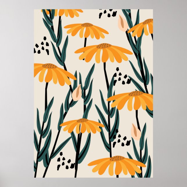 Affiche Fleurs de soleil jaunes (Devant)