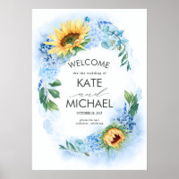 Fleurs de soleil jaunes et Mariage Dusty Blue Hydr