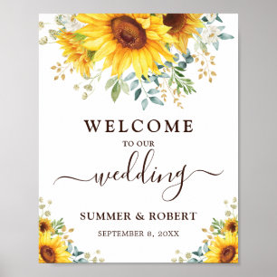 Affiche Fleurs de soleil modernes été Jardin Mariage Bienv