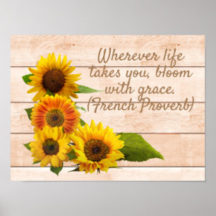 Affiche Fleurs de soleil rustiques sur bois
