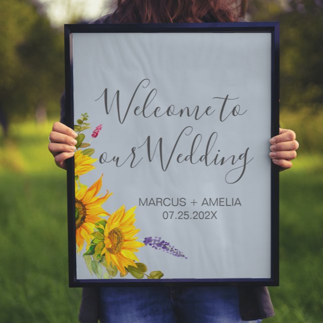 Affiche Fleurs de soleil sur Mariage bleu Bienvenue (Créateur téléchargé)