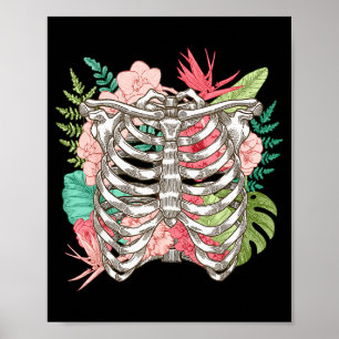 Affiche Fleurs de squelette Radiographie de la cage thorac