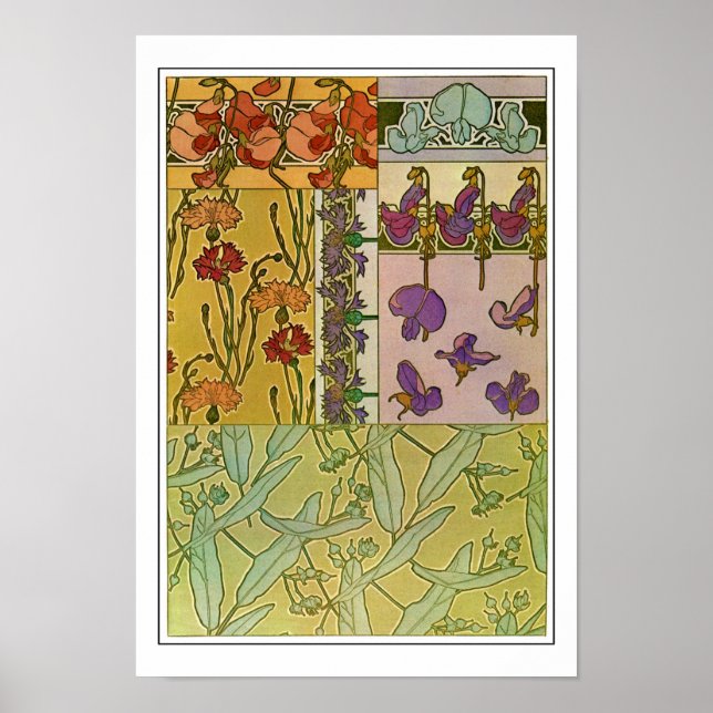 Affiche Fleurs de style Art Nouveau, Mucha (Devant)