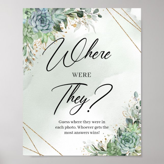 Affiche Fleurs de succulentes eucalyptus Où était leur jeu (Devant)