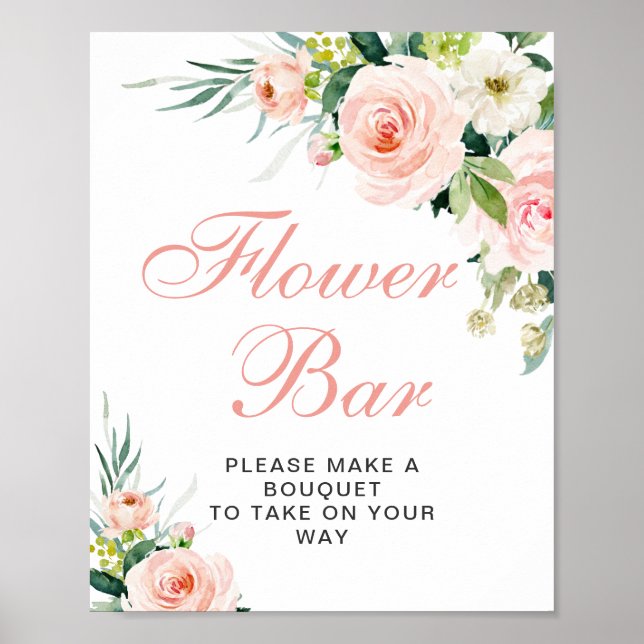 Affiche Fleurs de teinte rose verdure panneau de bar flora (Devant)