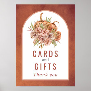 Affiche Fleurs de terre cuite Cartes citrouilles et cadeau
