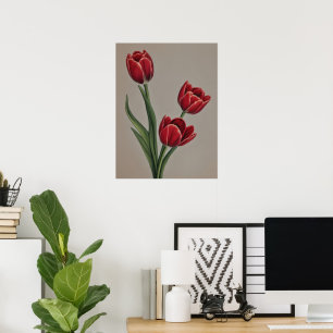 Affiche Fleurs de tulipes rouges