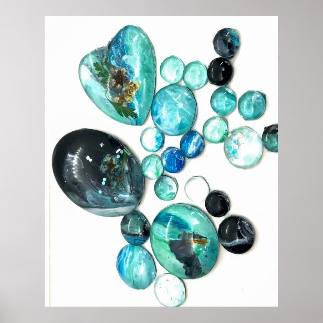 Affiche Fleurs de verre de mer et bling (Devant)