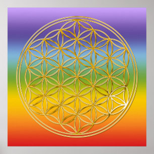 Affiche FLEURS DE VIE - or