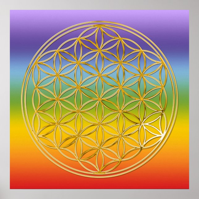 Affiche FLEURS DE VIE - or (Devant)