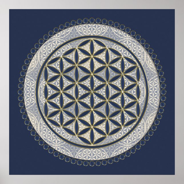 Affiche FLEURS DE VIE - Symbole de géométrie sacrée Art 1 (Devant)