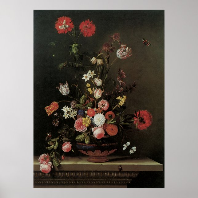 Affiche Fleurs de vie vintages florales baroques en Vase (Devant)