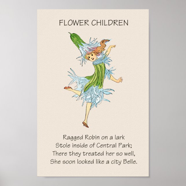 Affiche Fleurs d'Enfants de Livre Ancien RAGGED ROBIN (Devant)