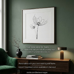 Affiche Fleurs dessinées au trait minimaliste