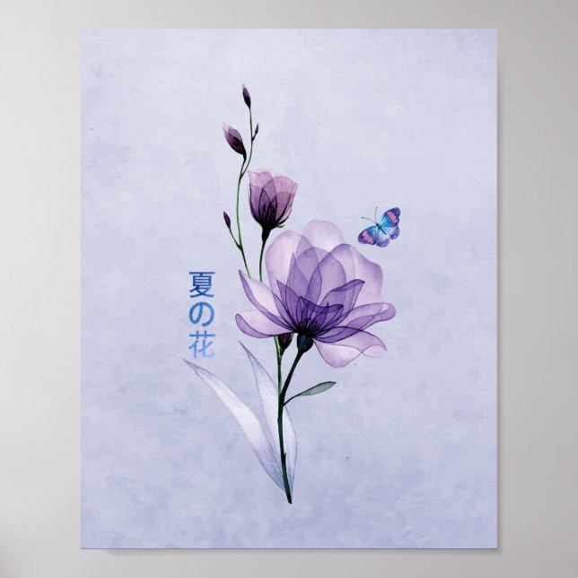 Affiche Fleurs d'été, Art Japonais (Devant)