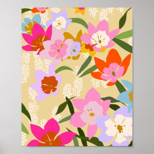Affiche Fleurs d'été colorées Jaune