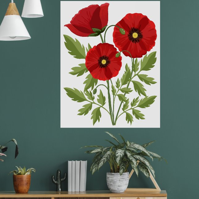 Affiche Fleurs d'été joyeuses floraison de pavot (Salon 1)