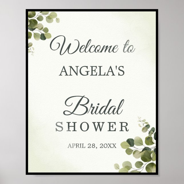 Affiche Fleurs d'eucalyptus rustiques pour Baby Shower de  (Devant)
