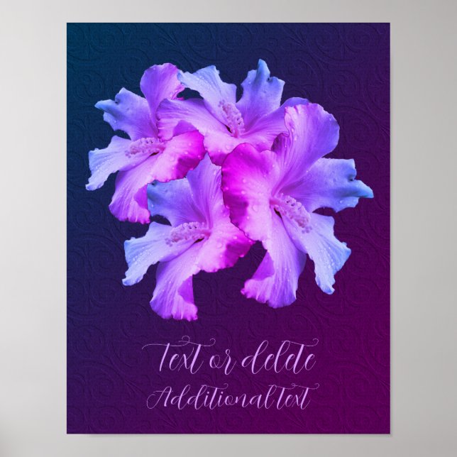Affiche Fleurs d'Hibiscus blanc Bouquet teinté Personnalis (Devant)