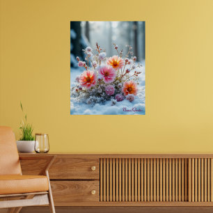 Affiche Fleurs d'hiver dans la neige – Sérénité florale do