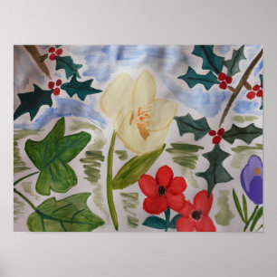 Affiche Fleurs d'hiver & Holly