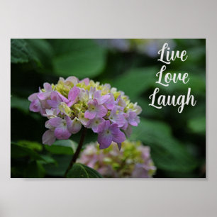 Affiche Fleurs d'hydrangée rose et blanche Motivationnelle