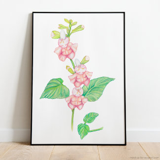 Affiche Fleurs d'Imaginaire rose blanc Buds Aquarelle