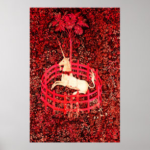 AFFICHE FLEURS D'IMAGINAIRES GOTHIQUES UNICORNES, MOTIFS F