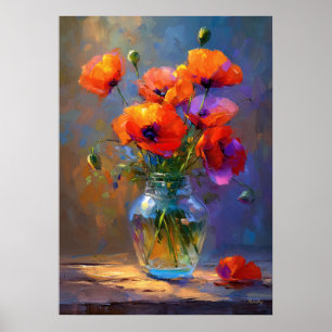 Affiche Fleurs d'impressionniste Coquelicots dans un vase