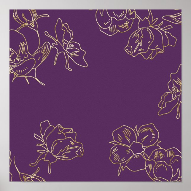 Affiche Fleurs d'or Art nouveau (Devant)